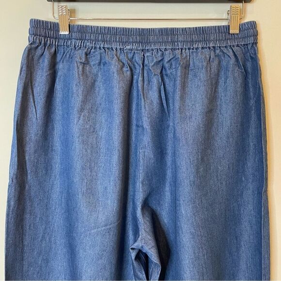 Whistles Lucy Chambray Barrel Trouser Tapered Pants Trip Cotton Blue 12 US NWT - Picture 8 of 13